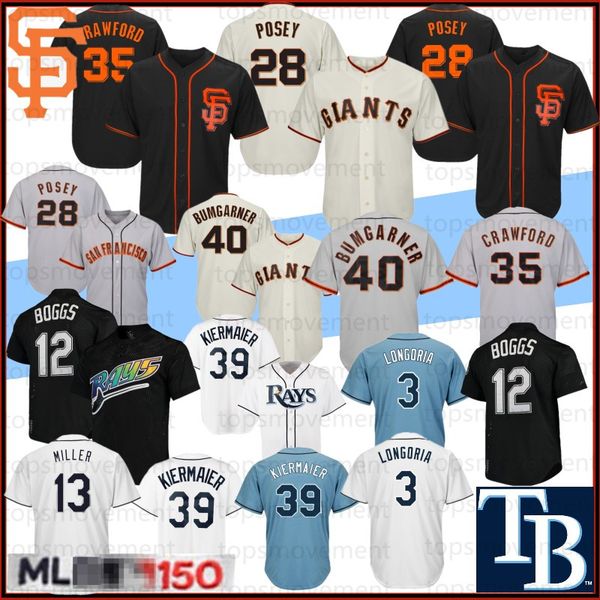 

28 Posey San Francisco Baseball Jerseys Giants 35 Brandon Crawford 40 Madison Bumgarner 12 Wade Boggs Tampa 3 Longoria Bay Ray 39 Kiermaier