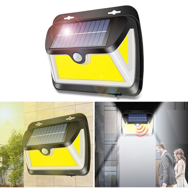 

brelong solar cob induction wall light three sides illuminated outdoor waterproof garden fence lighting street light 1 pc