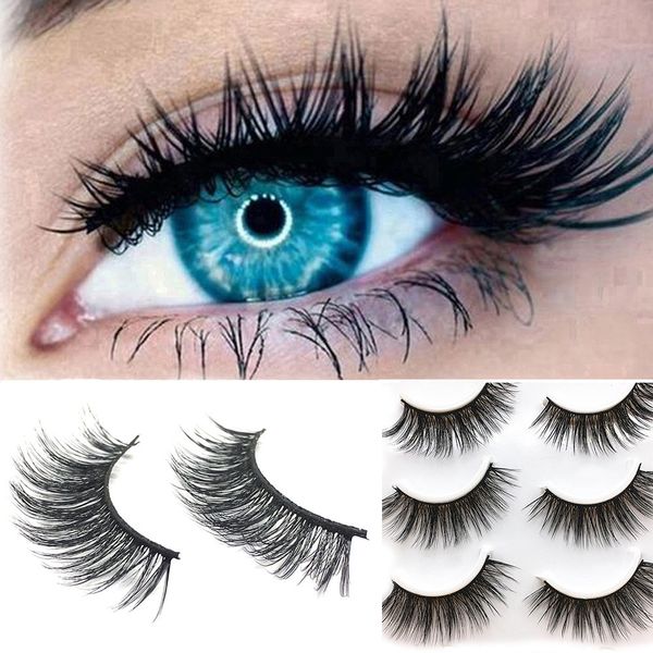 

eyelashes hand made makeup tools 3 pair luxury 3d false lashes fluffy strip eyelashes long natural party maquiagem 8w2