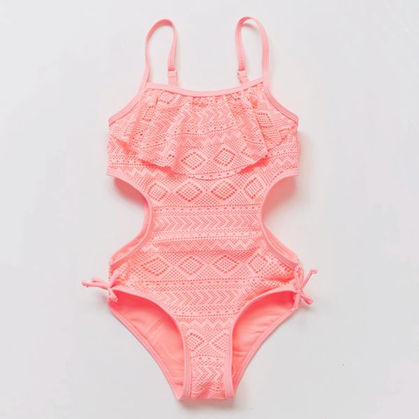 

girls swimwear one-piece pink ruffle style swimsuit large girls swimwear 2020 new bathing suits children beachwear 9042