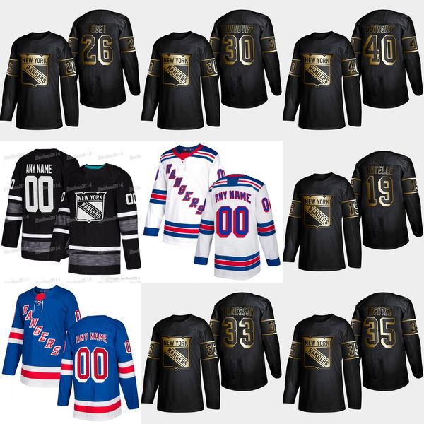 

2019 Gold Black New York Rangers 40 Alexandar Georgiev 33 Fredrik Claesson Mike Richter Jimmy Vesey Henrik Lundqvist Jean Ratelle Jersey
