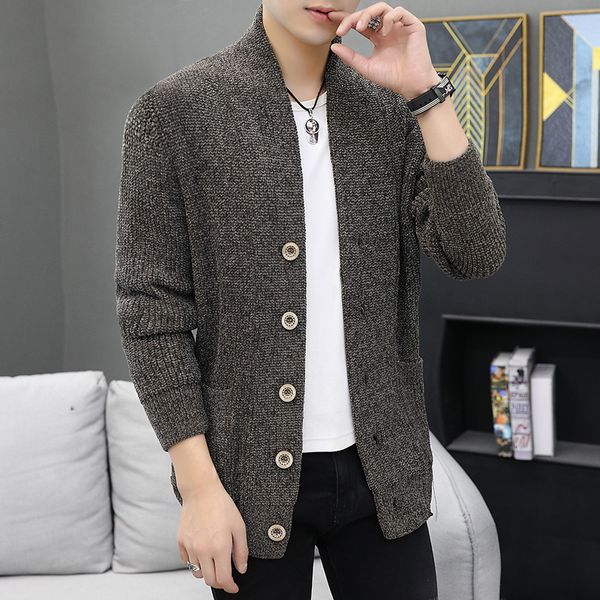 

mens sweater cardigan autumn winter male buttons knitwear handsome man knit coat outwear, White;black