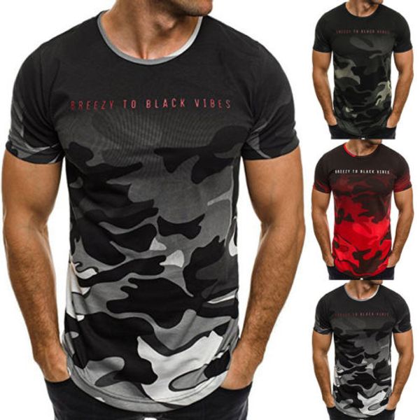 

2019 brand summer camo t-shirts men's slim fit o neck short sleeve muscle tee shirts casual t-shirt plus size m-2xl, White;black