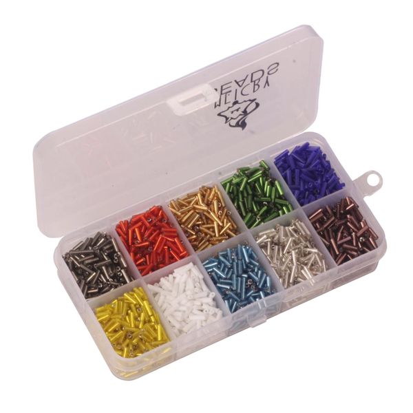 

1800 pack mixed colors glass tube seed beads 10 colors lustered loose spacer beads, 6mm length, hole 0.6mm