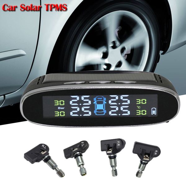

tire tyre pressure monitoring system set with 4 internal sensor car solar tpms solar power digital lcd display car accessories