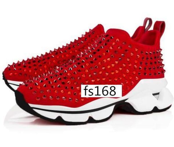 

men designer running red shoes krystal spike sock trainers bottom sneakers neoprene rivet sneaker for 2, Black