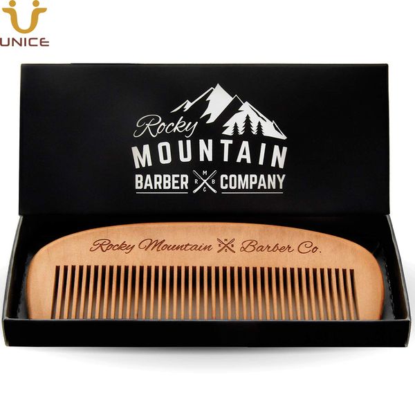 MOQ 50 PCS Amazon's Choice pente de pente de cabelo - Madeira com anti-estática Não há pincéis artesanais para bigode de barba