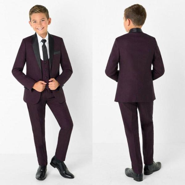 

2020 handsome purple boys formal wear jacket pants 3 pieces set suits for wedding dinner children kids tuxedos, Blue