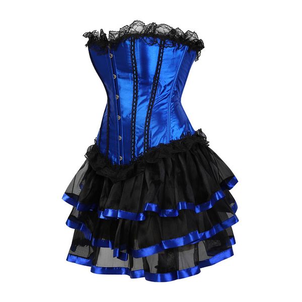 

caudatus corset mini skirts tutu for women party corsets and bustiers dress costume lace up vintage corselet clothing blue, Black;white