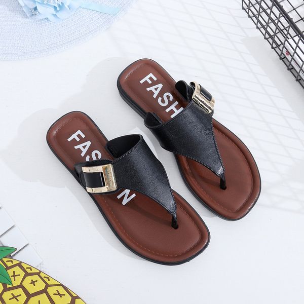 

sagace women summer slipper sandals casual beach shoes home fashion flat flip flops indoor&outdoor girls shoes, Black