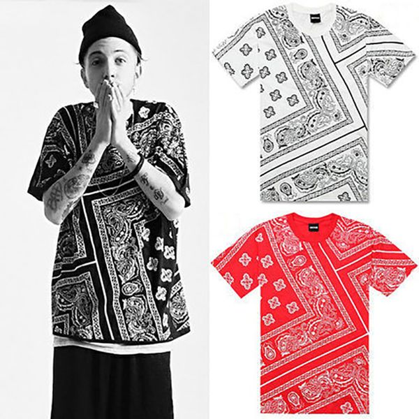 

бандана рубашка хлопок запад кешью футболка мужчины бандана 2020 camisa хип-хоп футболка человек 3 цвета футболка мужской топ тройник, White;black