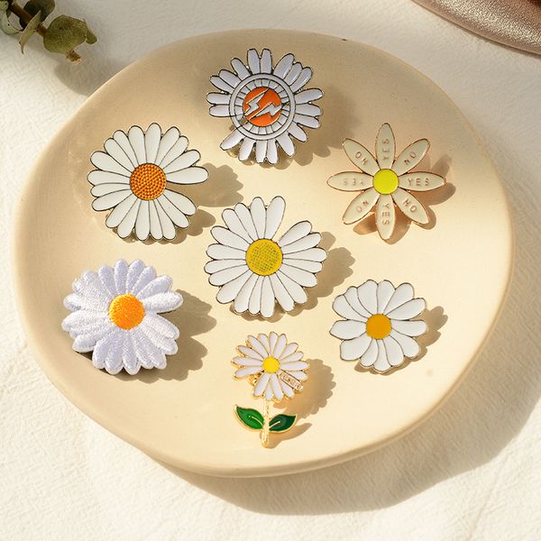 

g-dragon littledaisy alloy dripping oil brooch for women cartoon cute enamel sunflower metal brooches pins clothes badge gift, Gray