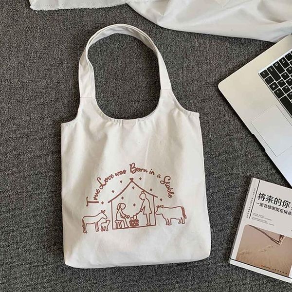 

large capacity pure color lsisure letter canvas bag open student simple style bags minimalist casual shoulder bag bolsa