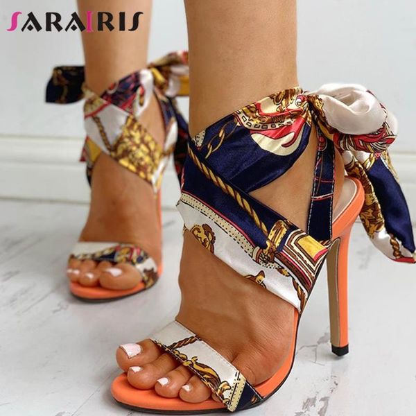 

sarairis new ins ladies party sandals thin heels sandals women fashion ankle strap mixed colors bowtie shoes woman, Black