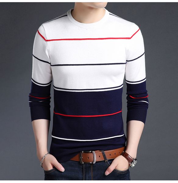 

new fashion brand sweater mens pullover striped slim fit jumpers knitred woolen autumn korean style casual men clothes, White;black