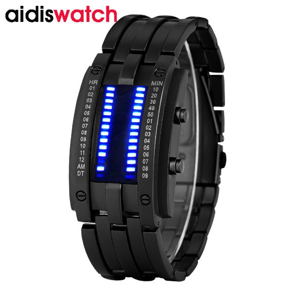 

splendid new orologio watches luxury men's stainless steel date digital led bracelet sport watches male clock relogio masculino, Slivery;brown