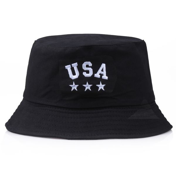 

black bucket hats white usa letters embroidery hat summer men women outdoor sunscreen cotton fishing hunting caps