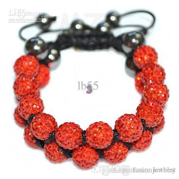 

10mm red rhinestone crystal crystal ball bead bracelet.disco wholesale . ty353, Black