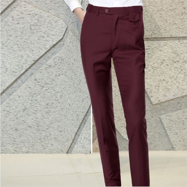 

nice formal wedding men suit pants fashion slim fit business casual blazer straight office dress trousers male suit long pants, White;black