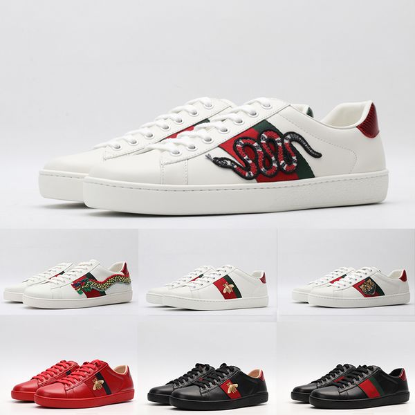 

luxury italy bee snake shoes leather ace fashion white black casual shoes platform skate shoe for men women kids star stripe