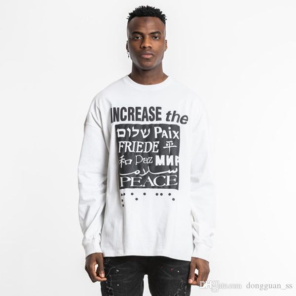 

20ss letter pattrn print long sleeve men and women tshirts loose casual streetwear t-shirt oversize hip hop t shirt, White;black
