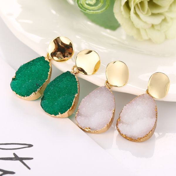 

earrings originality concise green white drip cluster ear nail earring, Golden;silver