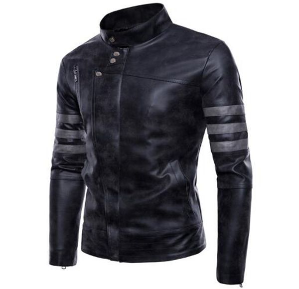 

мужская корейская версия бутика особой индивидуальной моды весной и осенью с коротким воротником в винтажном стиле делает старое кожаное пал, Black