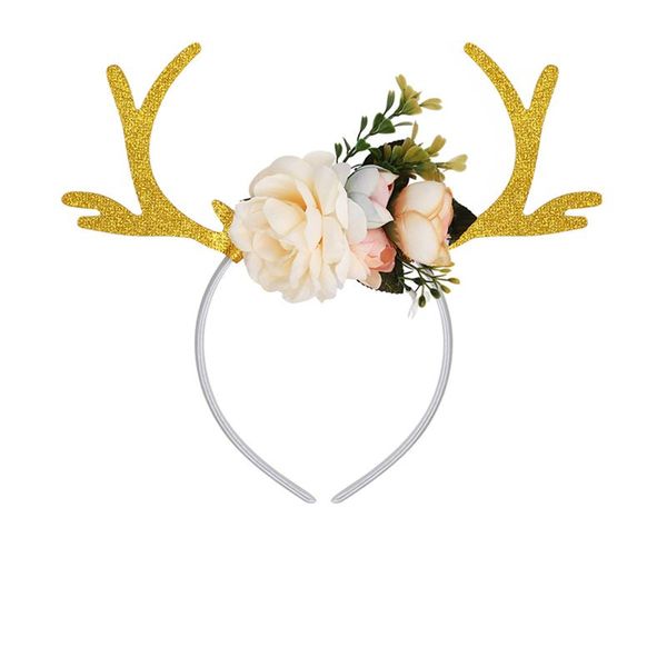 

tinksky deer antler headband with flowers blossom novelty party hair band head band christmas fancy dress costumes accessory