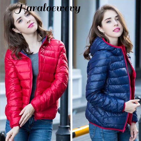 

women's down & parkas 2021 brand clothing women super light thin 90% white duck jacket/women's high-end double sided coat /size s-, Black
