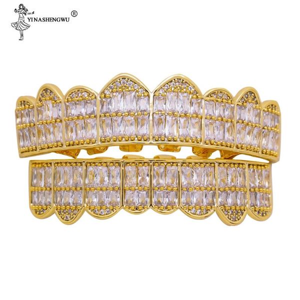 

gold color grillz & bottom grills dental hip hop tooth grill vampire teeth caps mouth rapper jewelry party for men rapper, Slivery;golden