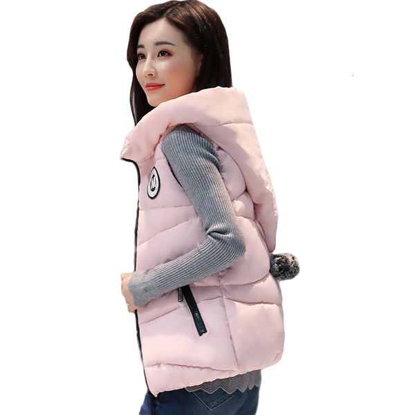 

women vest winter short vest warm katoen hooded plus size vests female mouwlless jas dame jas m -xxxl cm742, Black;white