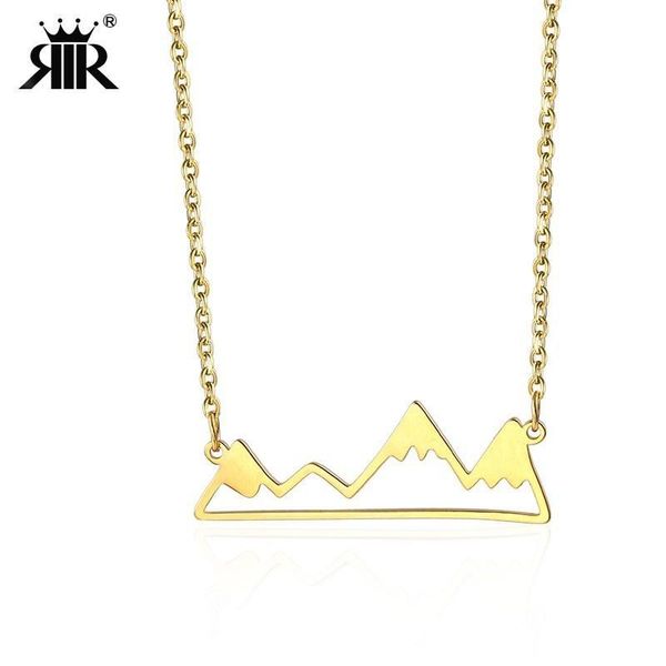 

rir dainty gold minimalist snowy mountain necklace nature lover women boho conquer pendant necklaces in stainless steel, Silver
