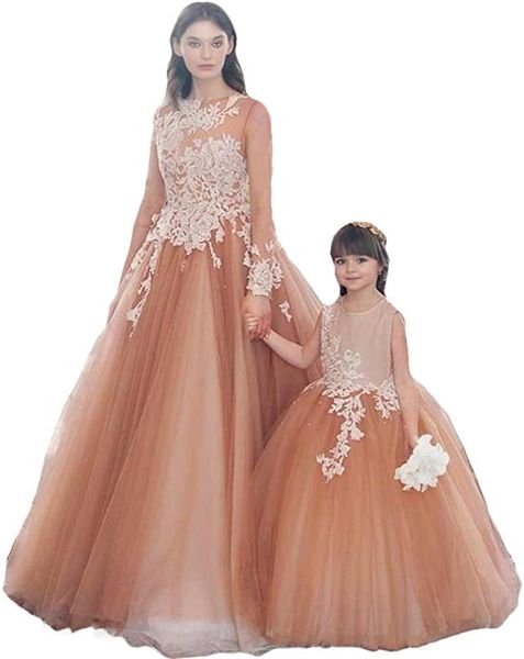 

mother daughter matching lace tulle ballgown family prom dresses evening dress vestido de festa ( this link is only for mother's dress, Black