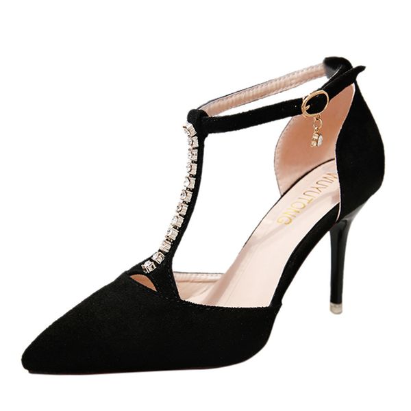 

sagace shoes woman high heel plataform shallow mouth with rhinestone women's pumps shoes female shoes pumps sandals female 2019, Black