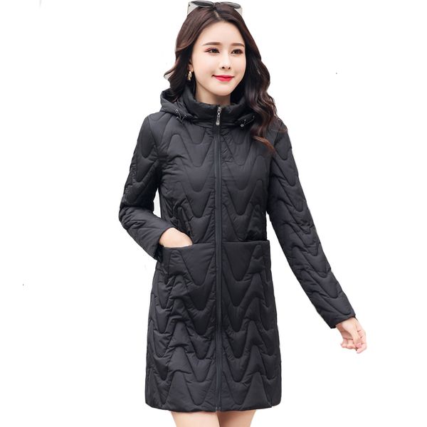 

2019 winter jas women solid slim hooded cato women's jacket long ranger women's park mujer invierno, Black