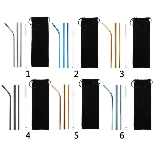 

drinking straws reusable stainless steel drinking straws with cleaner brush tube straws wedding party drinking accessories new