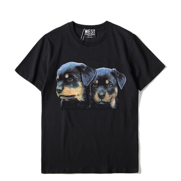 

new high 2019 punk men fashion t shirts dual dog t-shirt hip hop skateboard street cotton t-shirts tee #j32, White;black