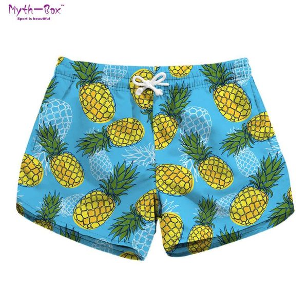 

summer women beach shorts water sports pant pineapple fruit 3d print loose mini short surfing pocket holiday surf board swimsuit