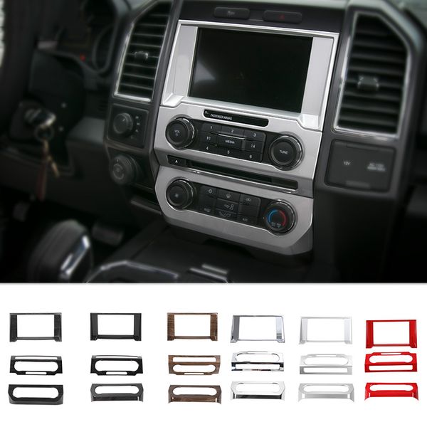 ABS Decoração Interior traço Board Console Central guarnição Navigation Anel de ajuste Para Ford F150 Interior Kit Acessórios