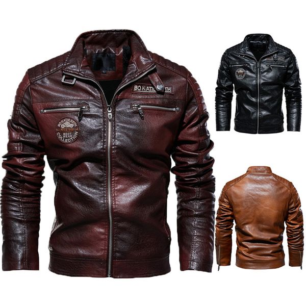 

leather jacket new men fashion coat leather jacket motorcycle style casual jackets for warm men, Black