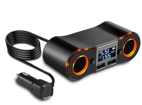 

by dhl or fedex 50pcs socket cigarette lighter splitter car charger adapter 3.5a dual usb ports support withvolmeter led display