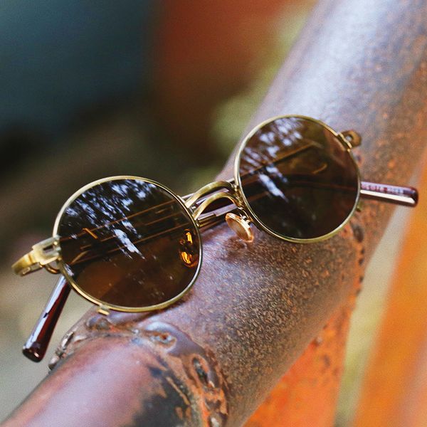 

2020 ретро стимпанк sunglasses круглый дизайнер паровая punk metal shields солнцезащитные очки мужчины женщины uv400, White;black