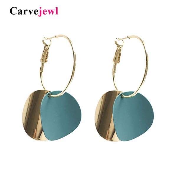 

carvejewl round curved discs earrings korea design temperament trend personality earrings new spray paint colorful women jewelry, Silver