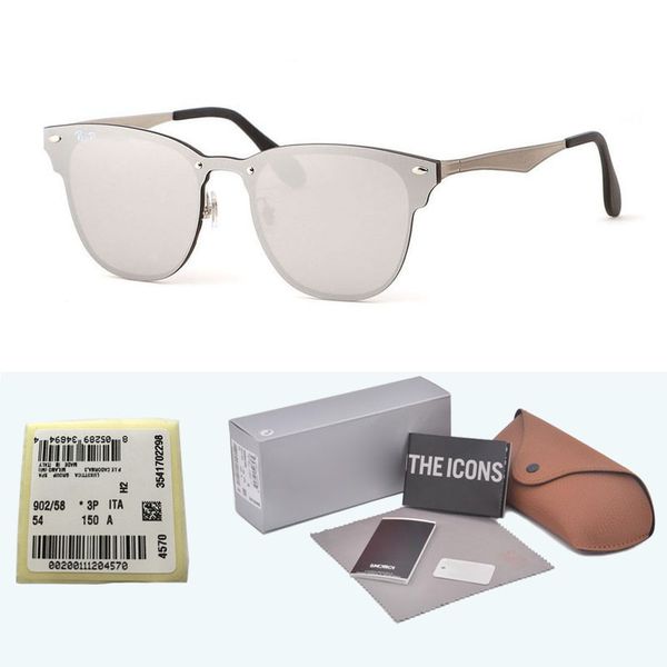 

Excellent quality Newest Fashion Traveller Style Rivets Sunglasses Men Women Brand designer Mirror Flash Sun Glasses With Box and label