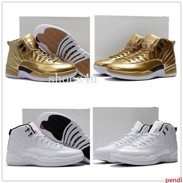 

with ) drop shipping new 12 mens basketball shoes sneakers 12s pinnacle metallic gold/sunrise for men 40-47
