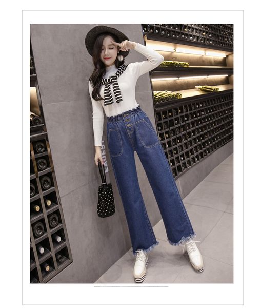 

light blue straight jeans women loose radish fashion