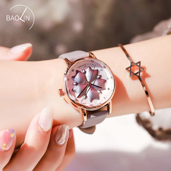 

2019 ремень новые часы женские стерео цветок корейской версии простых моделей моды маленькие свежие кварцевые женские часы, Slivery;brown