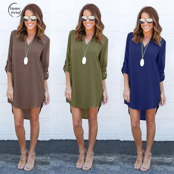 

женщины винтажных платьев новой длинного рукав платье лето сыпучей талия твердой рубашка женская женщина вскользь дизайнер одежда vestidos п, Black;gray