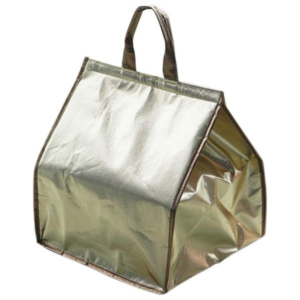 

portable lunch insulated cooler bag for kids women travel picnic cake ice bags aluminum foil drink storage golden sliver, Blue;pink