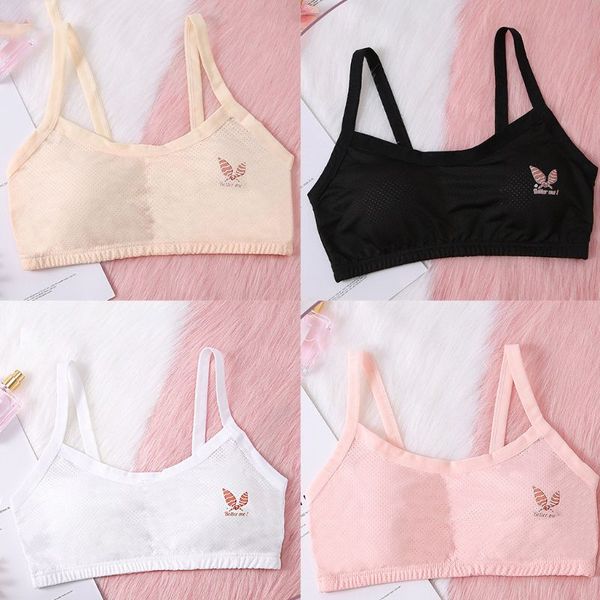 

Girls Cotton Underwear Breathable Mesh Padded Bra Cute Rabbit Ears Bowknot Print Sports Training Wire Free Bralette KKY7I